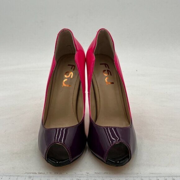 FSJ Women's Peep Toe Stilettos High Heel Pumps Classic Party Wedding Office - Picture 3 of 7